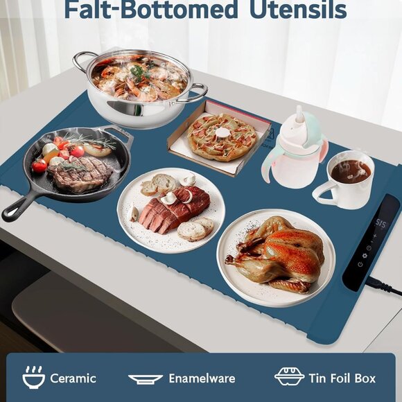 Electric Warming Tray with Adjustable Temperature Foldable Food Warmer(1 pack) - Picture 3 of 15